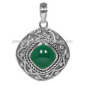 Natural Green Onyx Gemstone 925 Sterling Silver Pendant